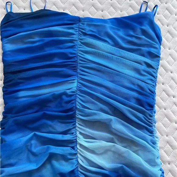 Blue Ruched Dress - Size S - Picture 3 of 4
